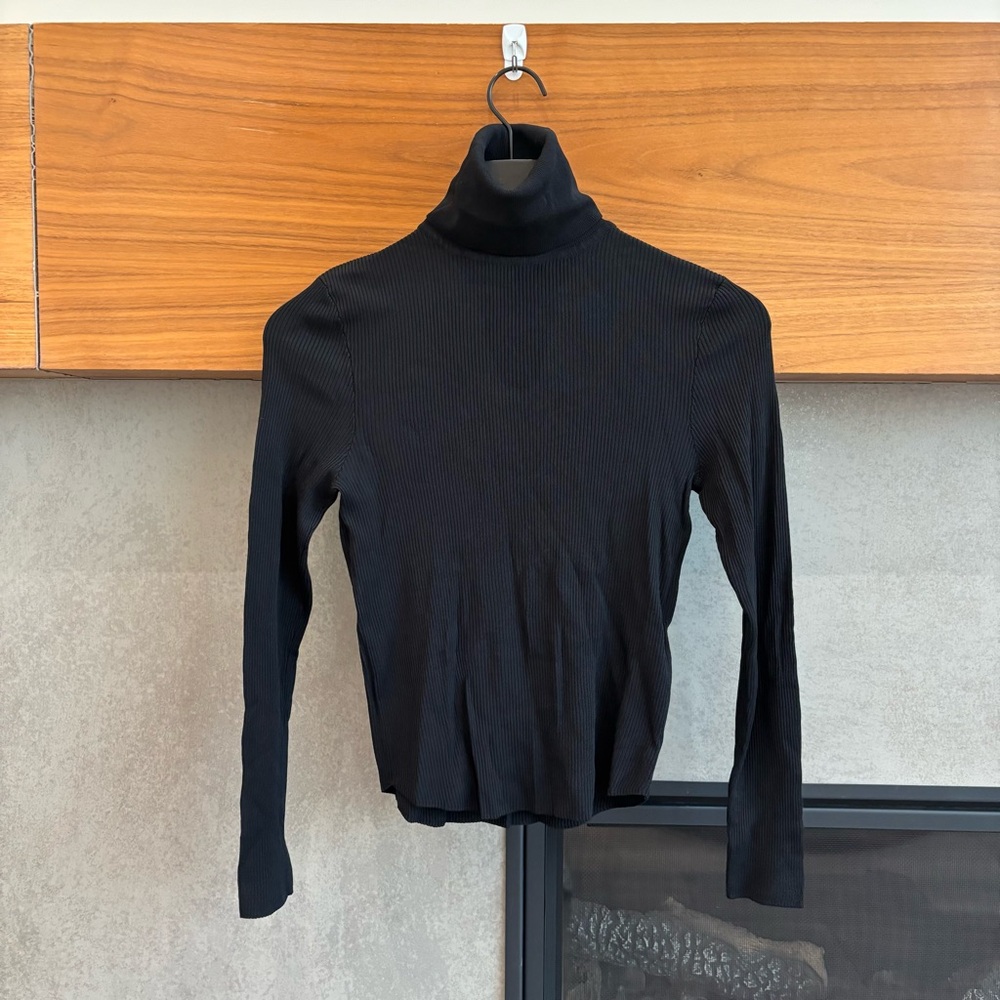 Zara Black Long Sleeve Turtleneck Top